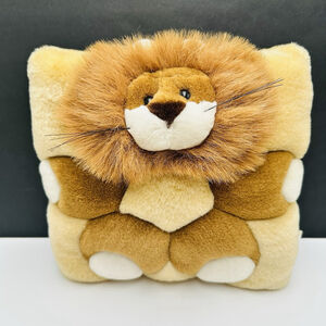 Vintage Lion Plush Animal Throw Pillow Cushion T.W.I.E. 11" Nursery Pillow 1998